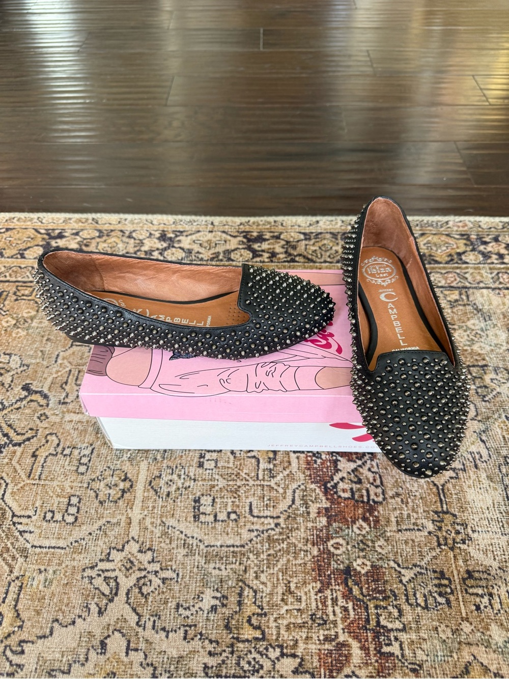 Jeffrey Campbell Black Studded Slip-On Loafers - Picture 2 of 4